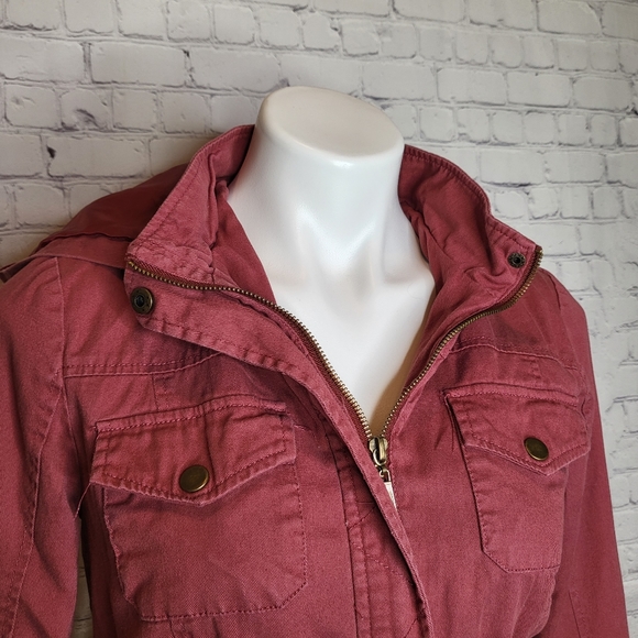LA Hearts Dusty Maroon Zip-Front Utility Jacket - Size M - Picture 2 of 13